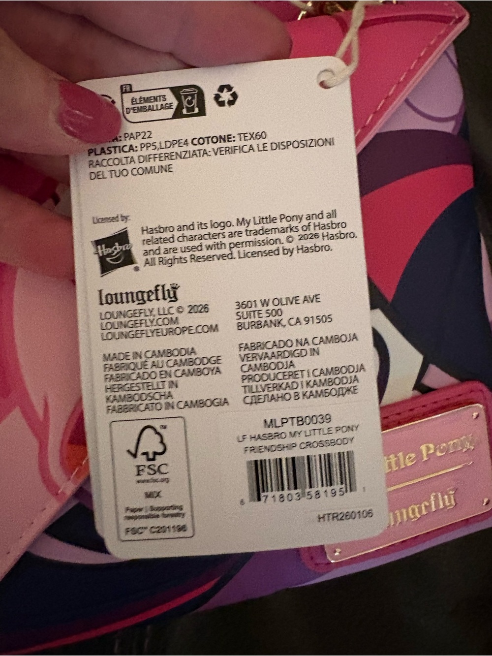 Loungefly Pink and Purple My Little Pony Crossbody Bag - Picture 6 of 6